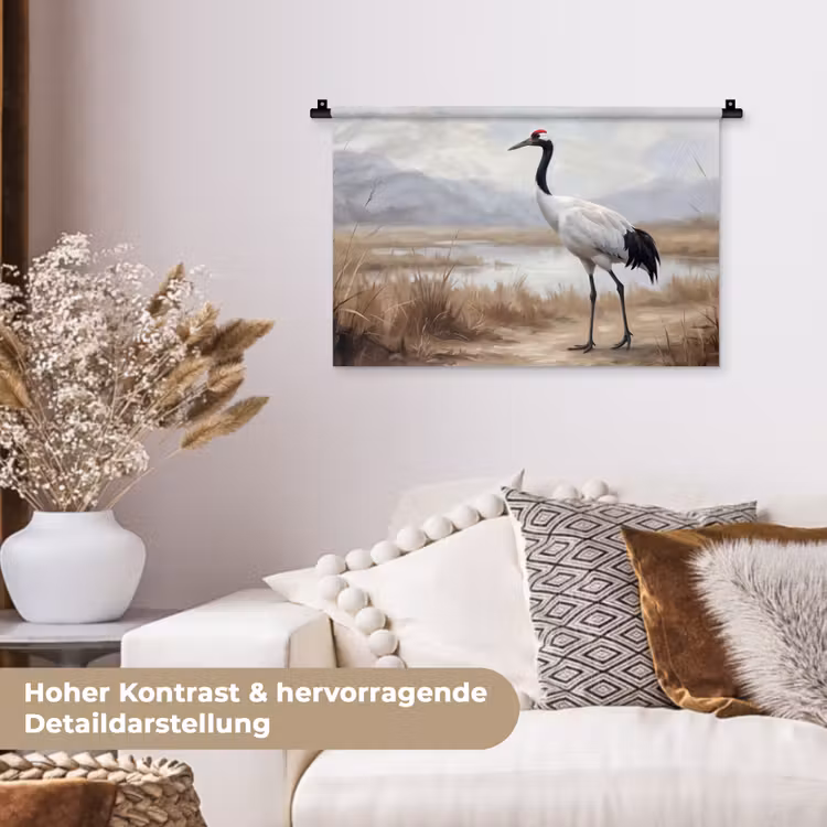 Kraanvogel - Natuur - Realistisch Wandkleed katoen klein -tsfeer1_DE