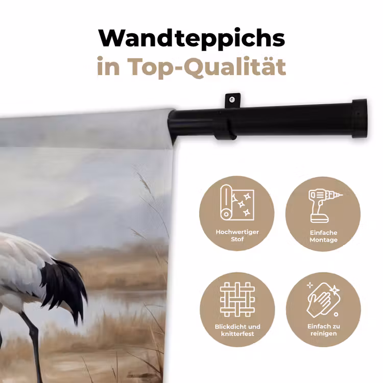 Kraanvogel - Natuur - Realistisch Wandkleed katoen klein -tsfeer2_DE