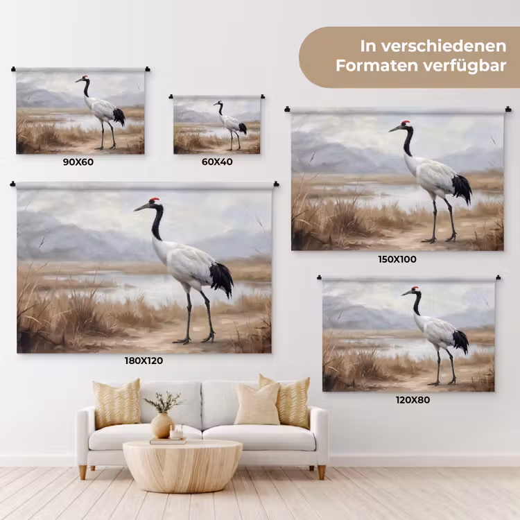 Kraanvogel - Natuur - Realistisch Wandkleed katoen klein -tsfeer8_DE