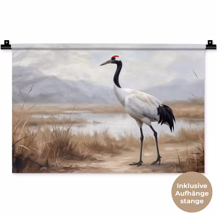 Kraanvogel - Natuur - Realistisch Wandkleed katoen klein -t3d_DE