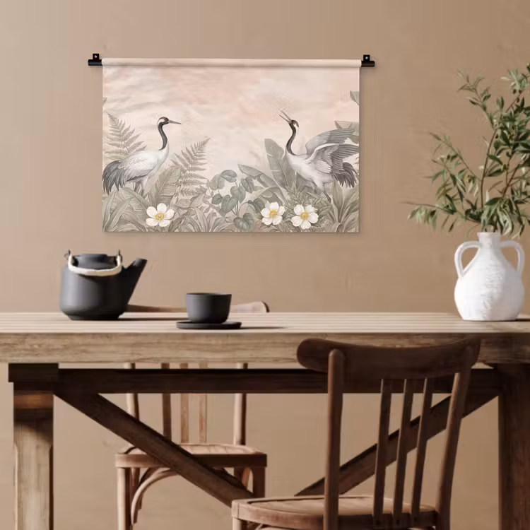 Kraanvogels - Natuur - Roze Wandkleed katoen klein -sfeer6