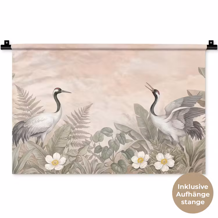 Kraanvogels - Natuur - Roze Wandkleed katoen klein -t3d_DE