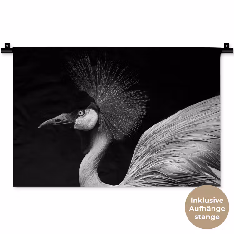 Kraanvogel - Zwart - Wit - Vogel - Dieren Wandkleed katoen klein -t3d_DE