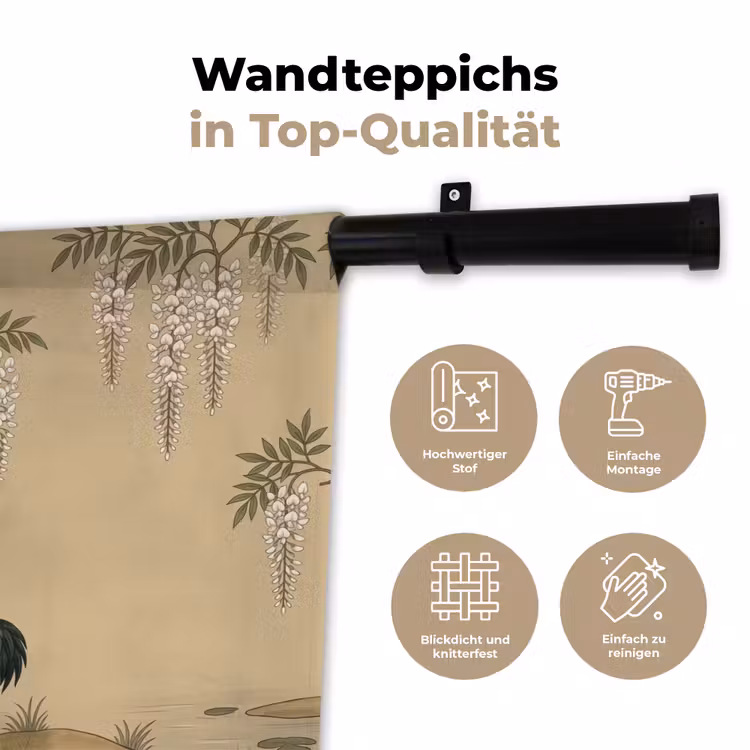 Kraanvogels - Water - Beige Wandkleed katoen klein -tsfeer2_DE
