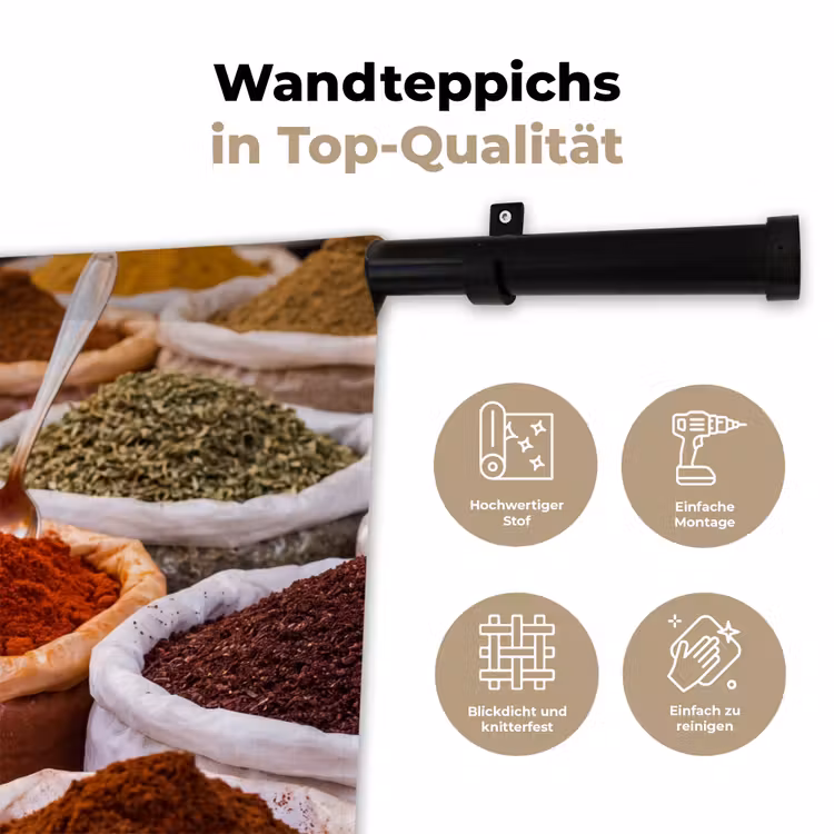 Wandteppich - Kräuter – Markt – Essen - Kruiden - Markt - Eten Wandkleed katoen klein