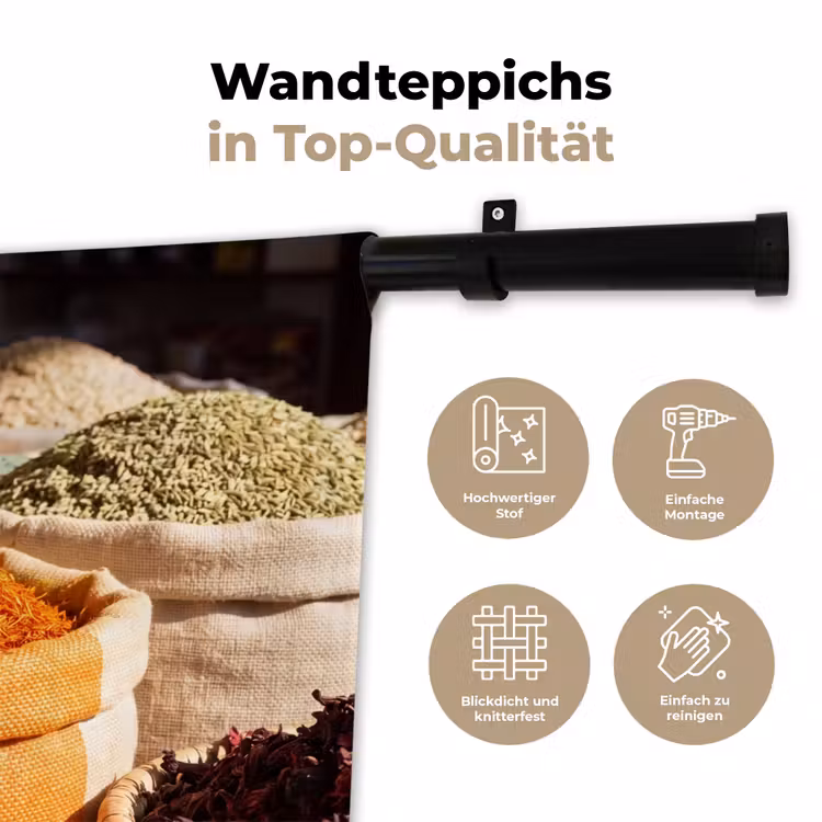 Wandteppich - Kräuter – Markt – Farbenfroh - Kruiden - Markt - Kleurrijk Wandkleed katoen klein