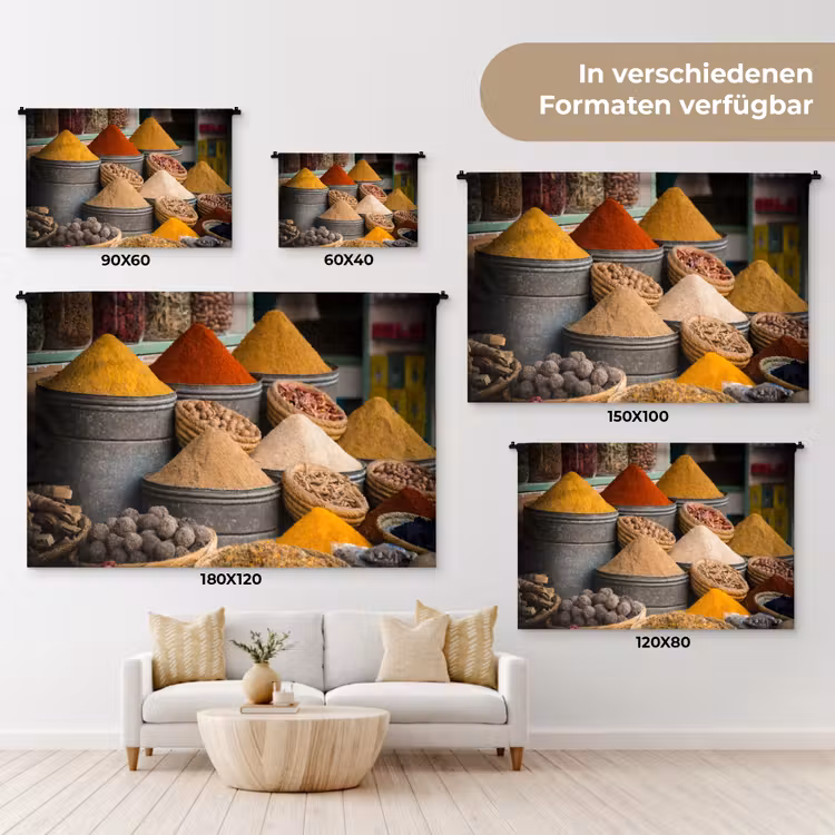 Kruiden - Ton - Specerijen - Geel - Bruin Wandkleed katoen klein -tsfeer8_DE