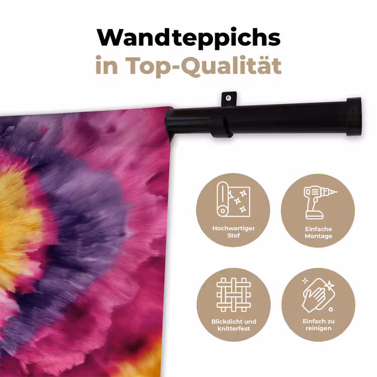 Tie dye - Hartvorm - Vlammen - Oranje Wandkleed katoen klein -tsfeer2_DE