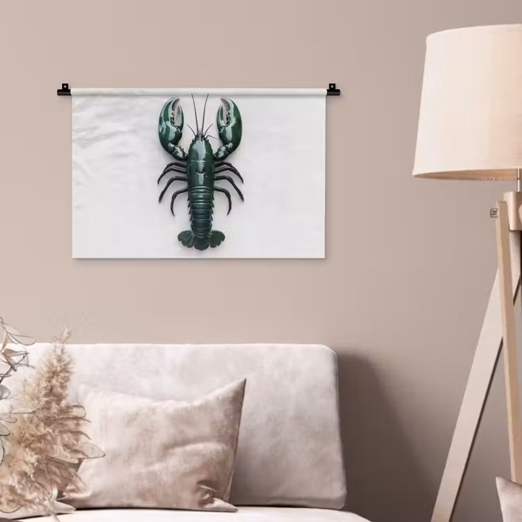 Kreeft - Glossier - Groen - Wit Wandkleed katoen klein -sfeer4