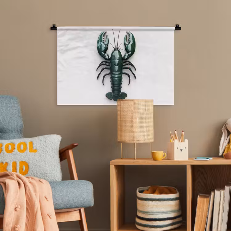 Kreeft - Glossier - Groen - Wit Wandkleed katoen klein -wsfeer4_kind