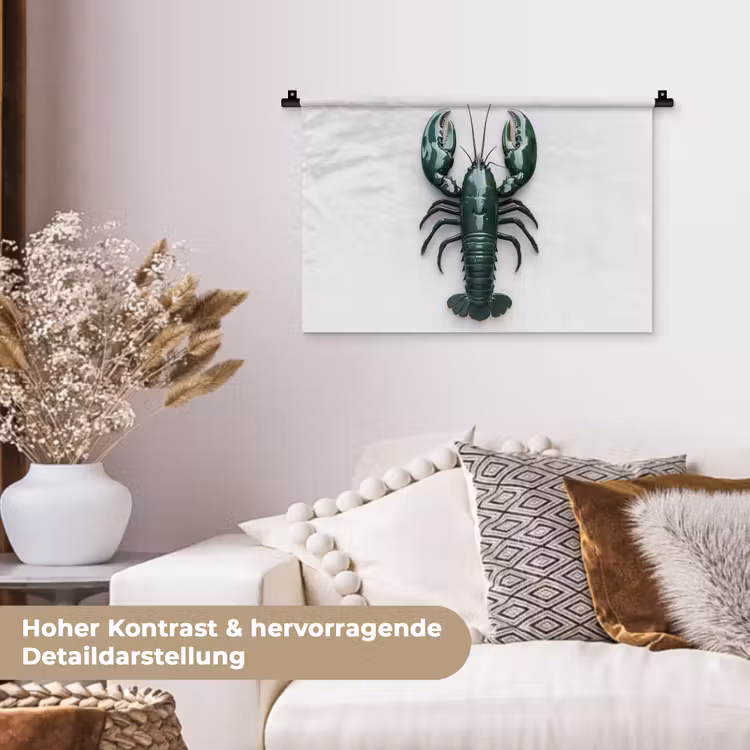 Kreeft - Glossier - Groen - Wit Wandkleed katoen klein -tsfeer1_DE