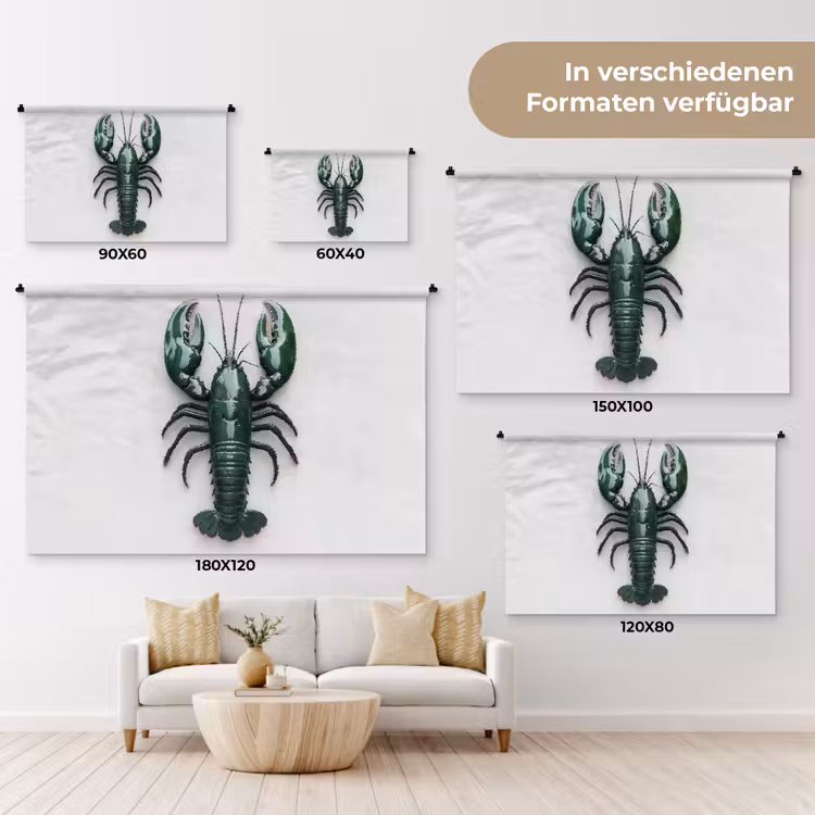 Kreeft - Glossier - Groen - Wit Wandkleed katoen klein -tsfeer8_DE