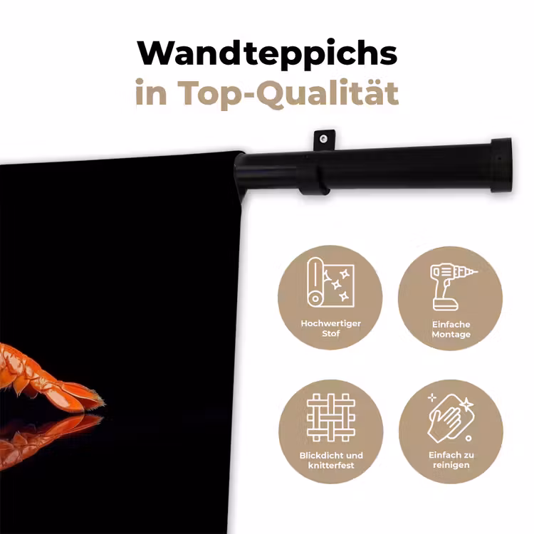 Kreeft - Oranje - Zwart - Opvallend Wandkleed katoen klein -tsfeer2_DE