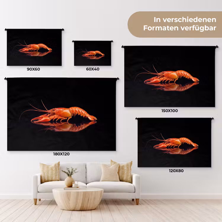Kreeft - Oranje - Zwart - Opvallend Wandkleed katoen klein -tsfeer8_DE