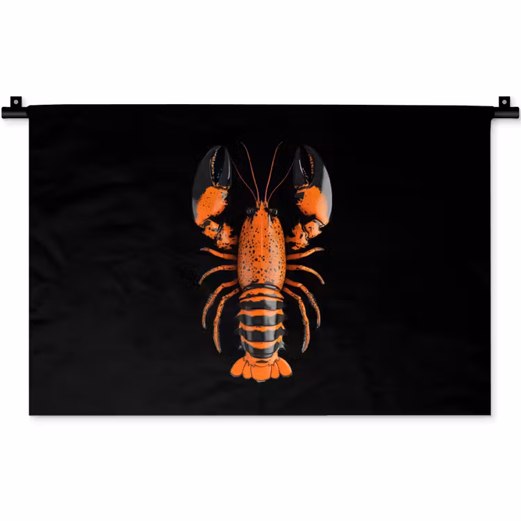 Kreeft - Oranje - Zwart - Modern Wandkleed katoen klein -zz3d