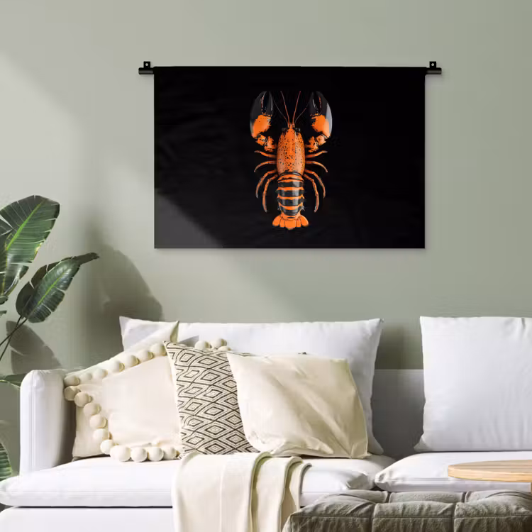 Kreeft - Oranje - Zwart - Modern Wandkleed katoen klein -sfeer7
