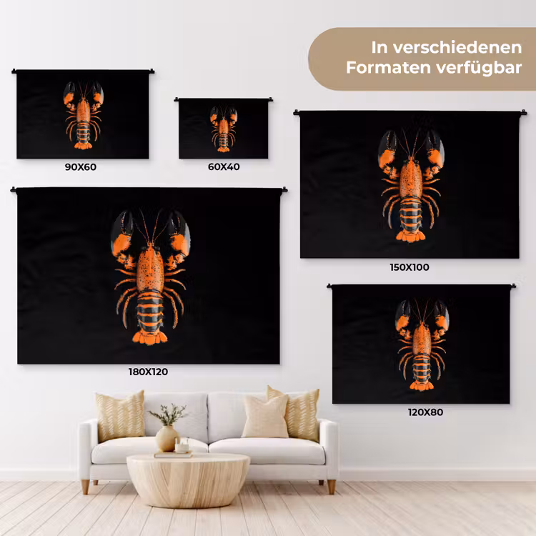 Kreeft - Oranje - Zwart - Modern Wandkleed katoen klein -tsfeer8_DE