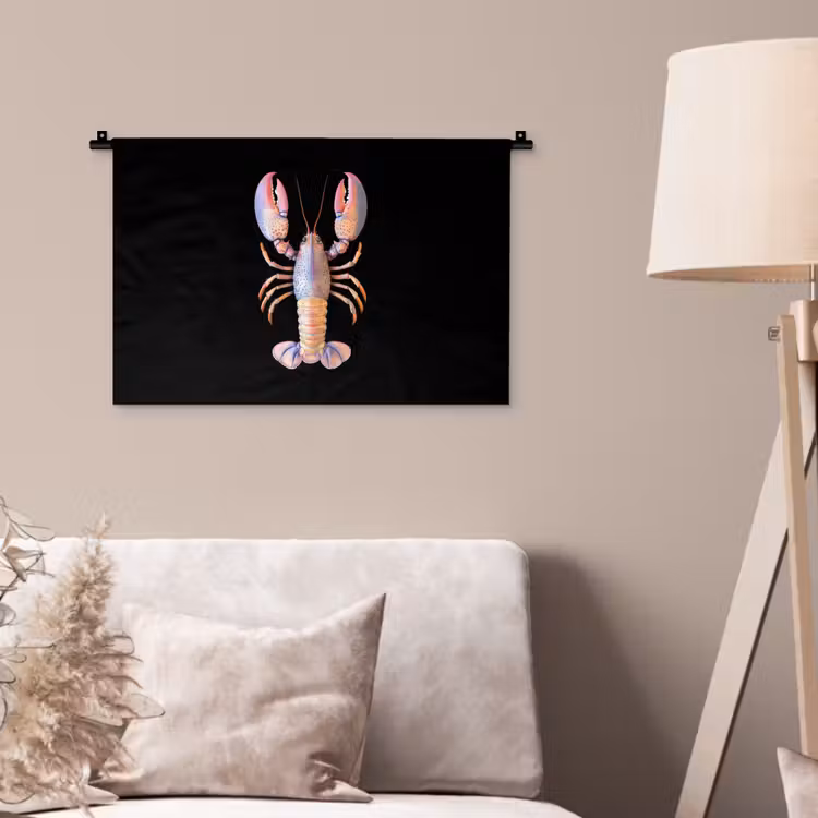 Kreeft - Roze - Zacht - Zwart Wandkleed katoen klein -sfeer4