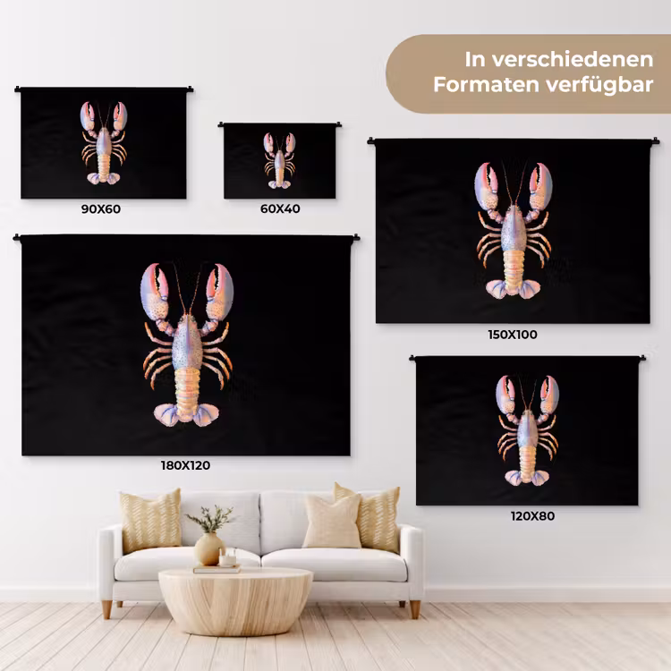 Kreeft - Roze - Zacht - Zwart Wandkleed katoen klein -tsfeer8_DE