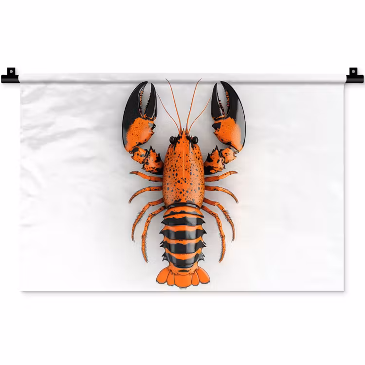 Kreeft - Zwart - Oranje - Wit - Uniek Wandkleed katoen klein -zz3d