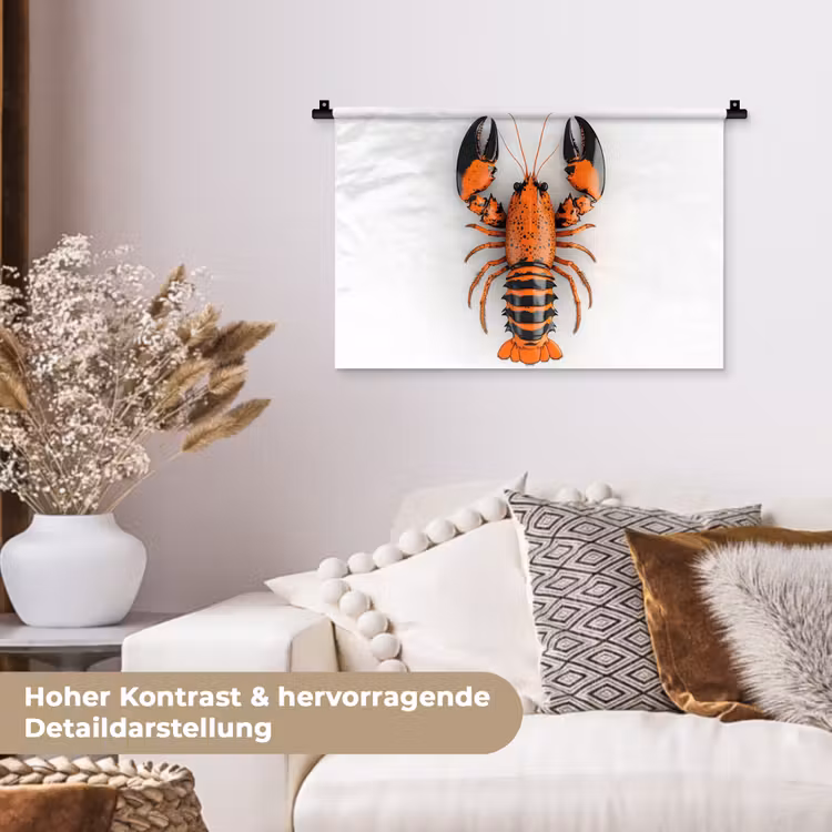 Kreeft - Zwart - Oranje - Wit - Uniek Wandkleed katoen klein -tsfeer1_DE