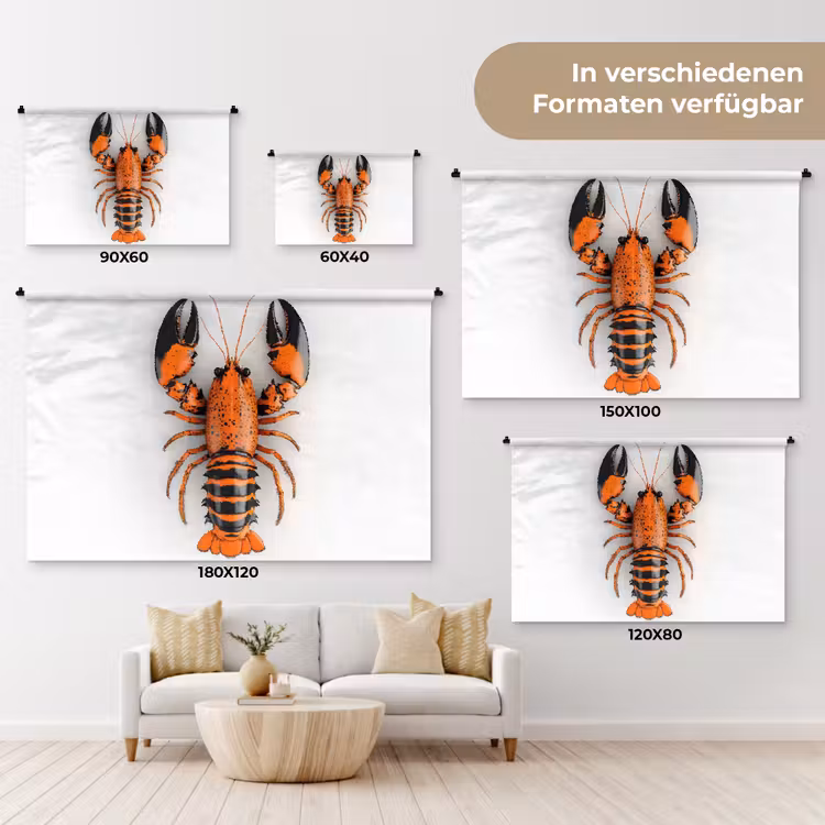 Kreeft - Zwart - Oranje - Wit - Uniek Wandkleed katoen klein -tsfeer8_DE