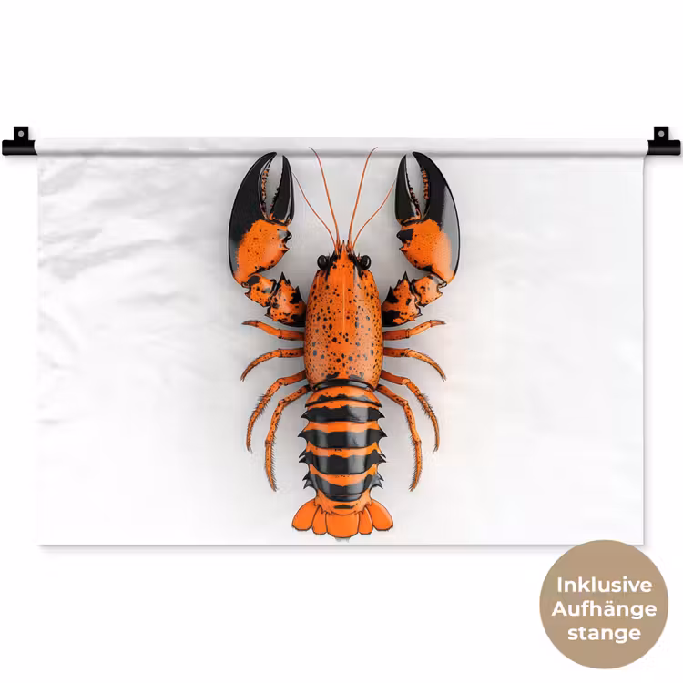 Kreeft - Zwart - Oranje - Wit - Uniek Wandkleed katoen klein -t3d_DE