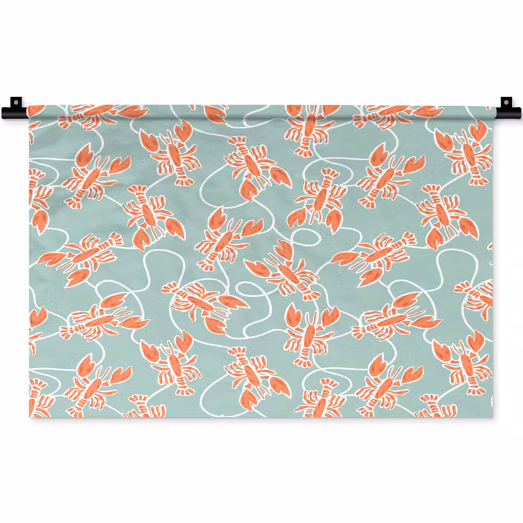 Zee - Kreeft - Groen - Oranje Wandkleed katoen klein 269 -zz3d