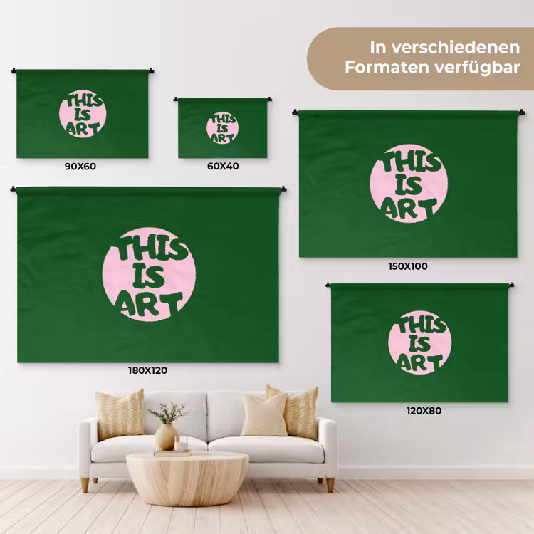 Cirkel - Roze - Tekst - Art Wandkleed katoen klein -tsfeer8_DE