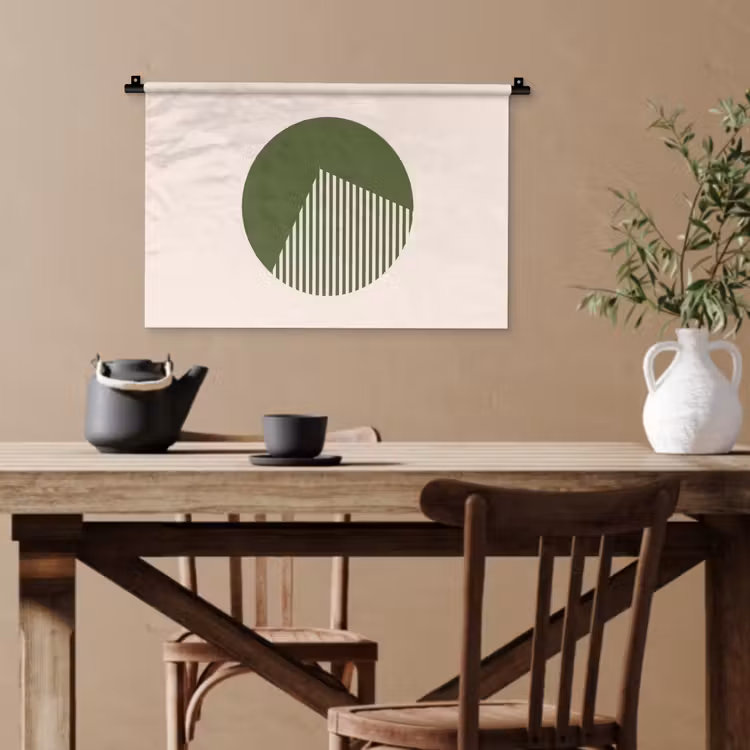 Cirkel - Strepen - Geometrisch - Abstract - Groen Wandkleed katoen klein -sfeer6
