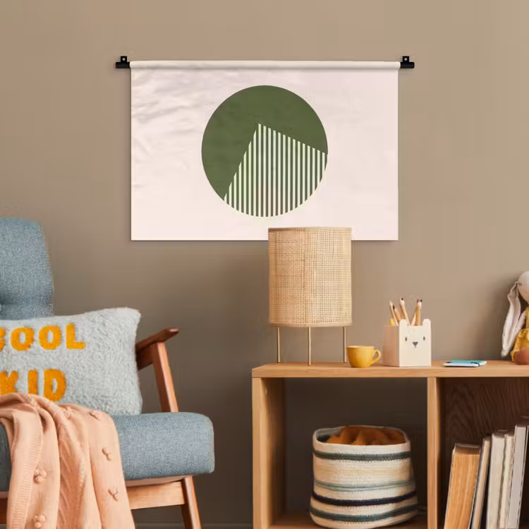 Cirkel - Strepen - Geometrisch - Abstract - Groen Wandkleed katoen klein -wsfeer4_kind
