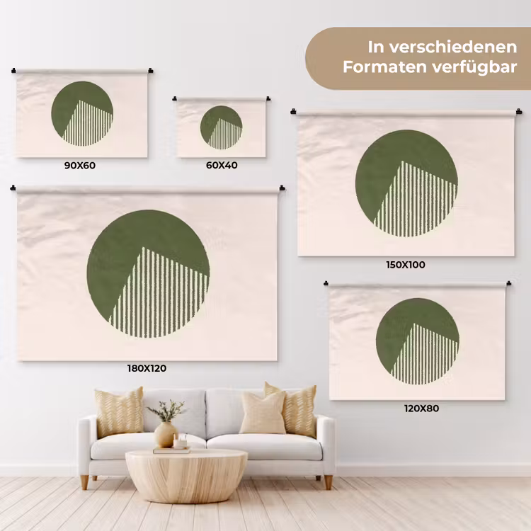 Cirkel - Strepen - Geometrisch - Abstract - Groen Wandkleed katoen klein -tsfeer8_DE