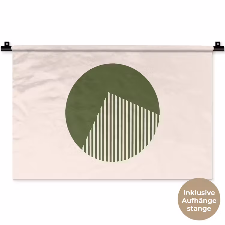 Cirkel - Strepen - Geometrisch - Abstract - Groen Wandkleed katoen klein -t3d_DE