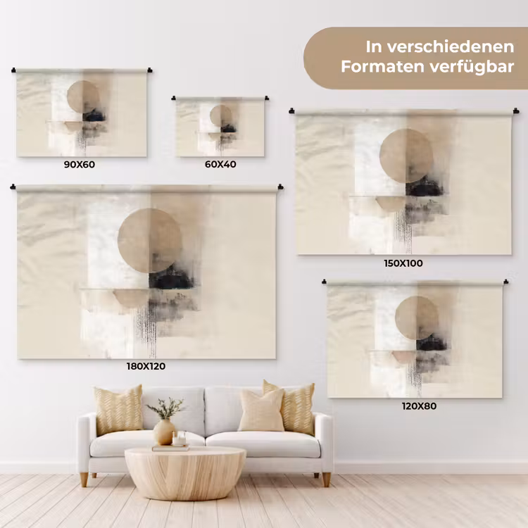 Cirkel - Compositie - Diepte - Beige Wandkleed katoen klein -tsfeer8_DE