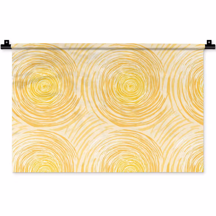 Cirkels - Abstract - Artistiek - Geel Wandkleed katoen klein 269 -zz3d