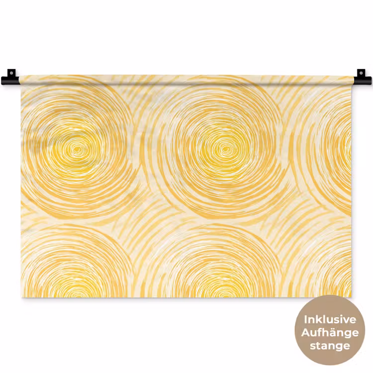 Cirkels - Abstract - Artistiek - Geel Wandkleed katoen klein 269 -t3d_DE