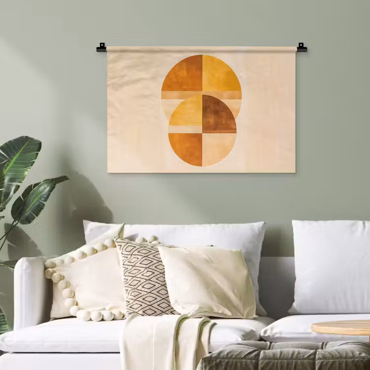 Cirkels - Geel - Minimalistisch Wandkleed katoen klein -sfeer7
