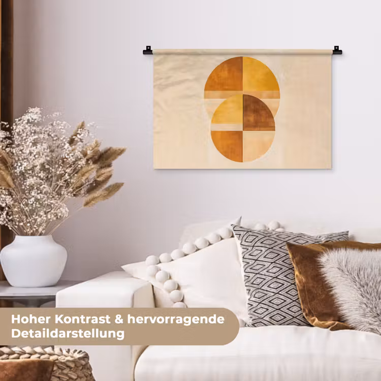 Cirkels - Geel - Minimalistisch Wandkleed katoen klein -tsfeer1_DE