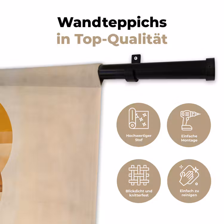 Cirkels - Geel - Minimalistisch Wandkleed katoen klein -tsfeer2_DE