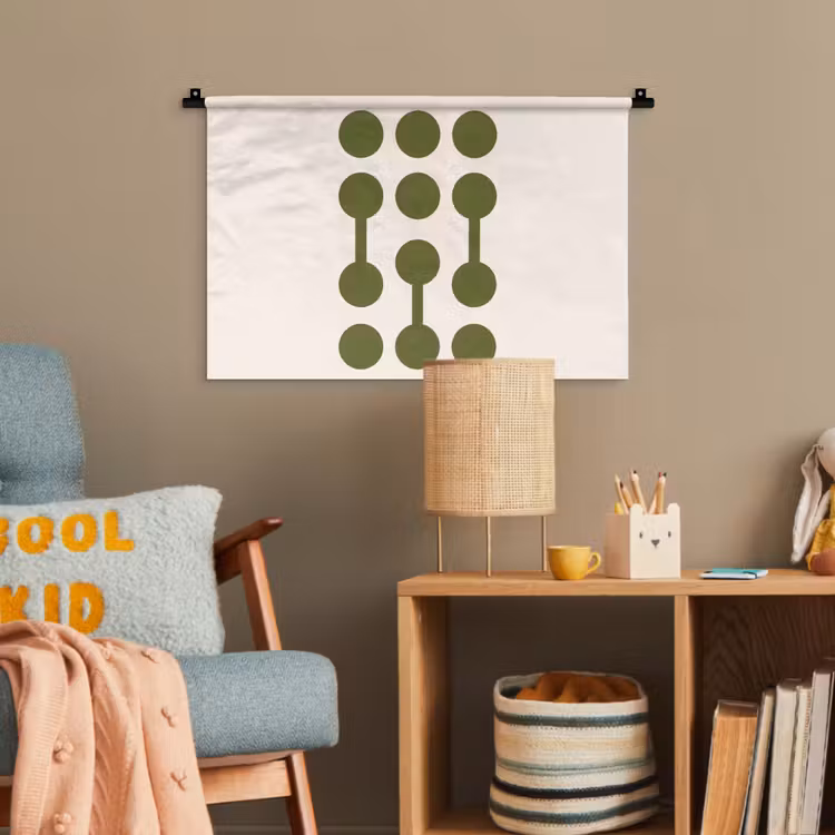 Cirkels - Geometrisch - Abstract - Modern - Groen Wandkleed katoen klein -wsfeer4_kind