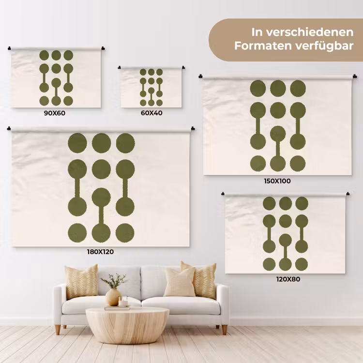 Cirkels - Geometrisch - Abstract - Modern - Groen Wandkleed katoen klein -tsfeer8_DE