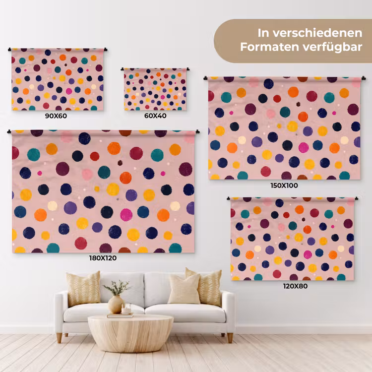 Cirkels - Patroon - Kleurrijk Wandkleed katoen klein 269 -tsfeer8_DE