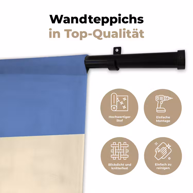 Cirkels - Symmetrisch - Wit - Blauw- Geel Wandkleed katoen klein -tsfeer2_DE