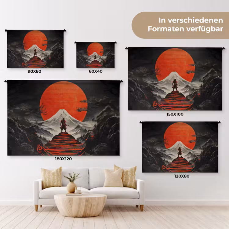 Krijger - Rode trappen - Zon - Berg Wandkleed katoen klein -tsfeer8_DE