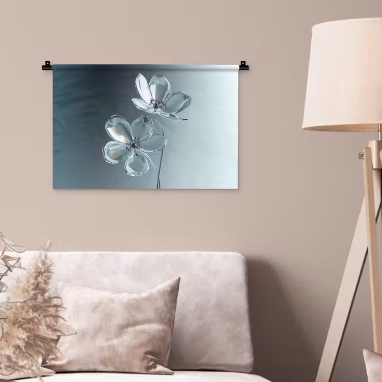 Kristal - Bloemen - Grijs Wandkleed katoen klein -sfeer4