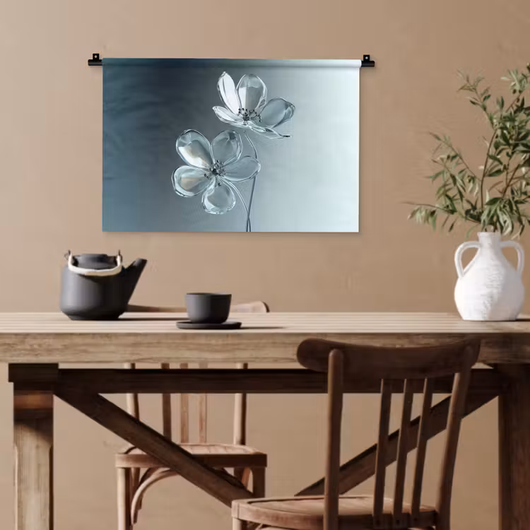 Kristal - Bloemen - Grijs Wandkleed katoen klein -sfeer6