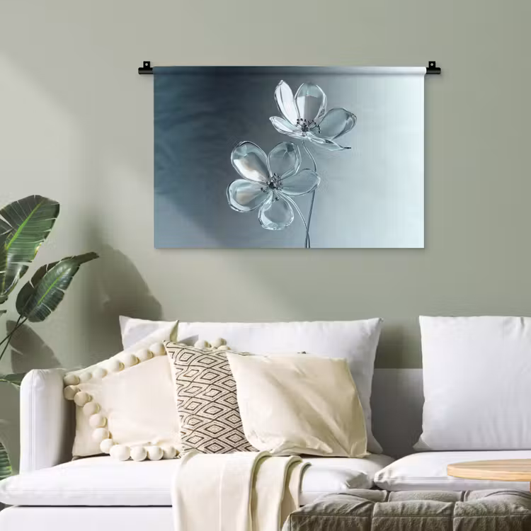 Kristal - Bloemen - Grijs Wandkleed katoen klein -sfeer7