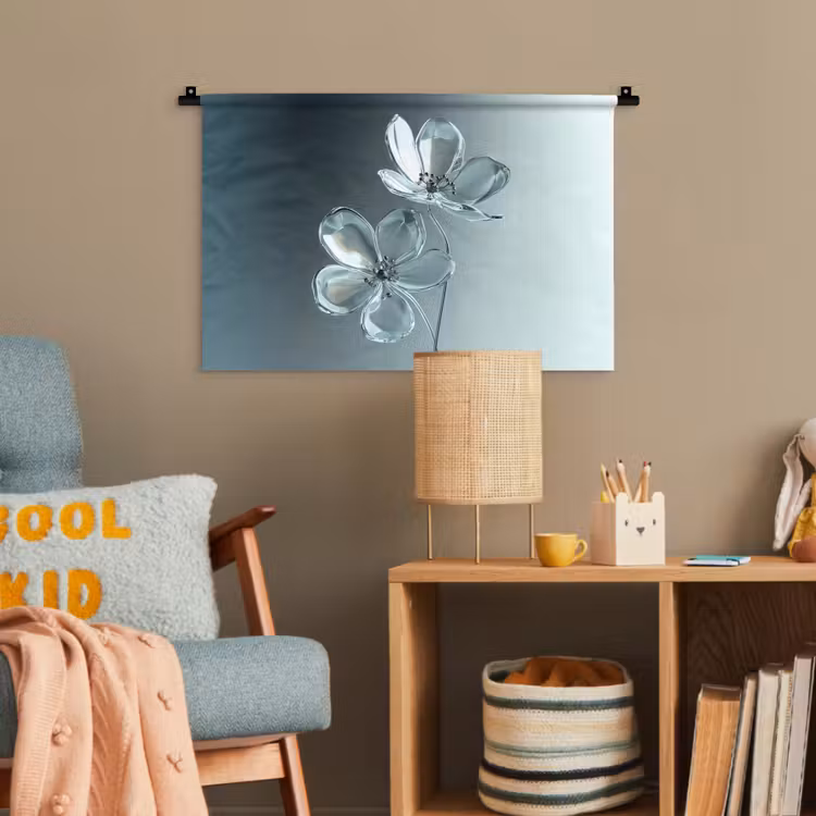 Kristal - Bloemen - Grijs Wandkleed katoen klein -wsfeer4_kind