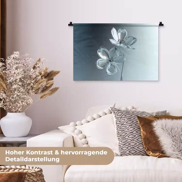 Kristal - Bloemen - Grijs Wandkleed katoen klein -tsfeer1_DE