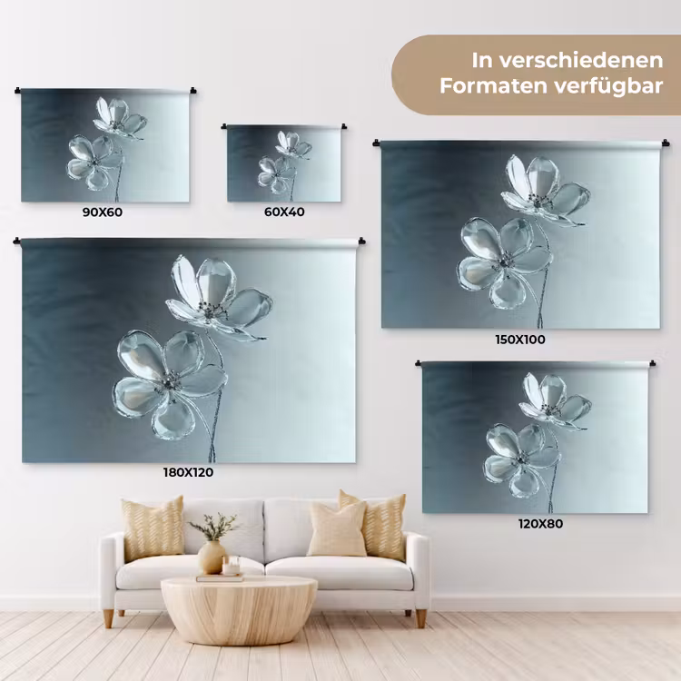 Kristal - Bloemen - Grijs Wandkleed katoen klein -tsfeer8_DE